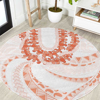 Aloha Lei Onaona Round Carpet Red Hawaiian Tribal Pattern