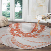 Aloha Lei Onaona Round Carpet Red Hawaiian Tribal Pattern