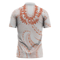 Aloha Lei Onaona Zipper Polo Shirt Red Hawaiian Tribal Pattern - Polynesian Pride