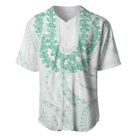 Aloha Lei Onaona Baseball Jersey Sage Green Hawaiian Tribal Pattern