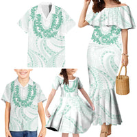 Aloha Lei Onaona Family Matching Mermaid Dress and Hawaiian Shirt Sage Green Hawaiian Tribal Pattern