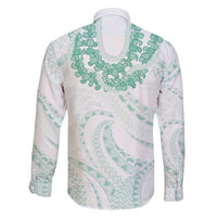 Aloha Lei Onaona Family Matching Short Sleeve Bodycon Dress and Hawaiian Shirt Sage Green Hawaiian Tribal Pattern