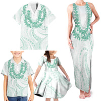 Aloha Lei Onaona Family Matching Tank Maxi Dress and Hawaiian Shirt Sage Green Hawaiian Tribal Pattern