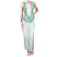 Aloha Lei Onaona Family Matching Tank Maxi Dress and Hawaiian Shirt Sage Green Hawaiian Tribal Pattern