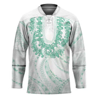 Aloha Lei Onaona Hockey Jersey Sage Green Hawaiian Tribal Pattern - Polynesian Pride
