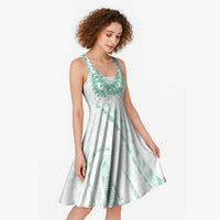 Aloha Lei Onaona Midi Dress Sage Green Hawaiian Tribal Pattern - Polynesian Pride