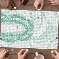 Aloha Lei Onaona Puzzle Sage Green Hawaiian Tribal Pattern - Polynesian Pride