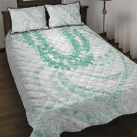 Aloha Lei Onaona Quilt Bed Set Sage Green Hawaiian Tribal Pattern