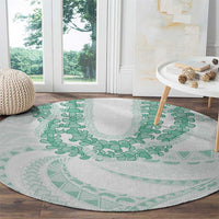 Aloha Lei Onaona Round Carpet Sage Green Hawaiian Tribal Pattern