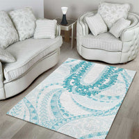 Aloha Lei Onaona Area Rug Teal Hawaiian Tribal Pattern