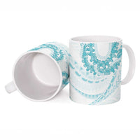 Aloha Lei Onaona Ceramic Mug Teal Hawaiian Tribal Pattern - Polynesian Pride