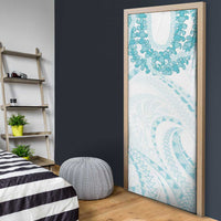 Aloha Lei Onaona Door Cover Teal Hawaiian Tribal Pattern - Polynesian Pride