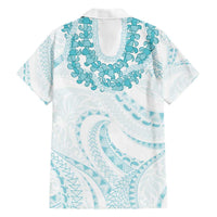 Aloha Lei Onaona Family Matching Short Sleeve Bodycon Dress and Hawaiian Shirt Teal Hawaiian Tribal Pattern