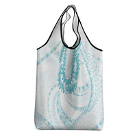 Aloha Lei Onaona Grocery Bag Teal Hawaiian Tribal Pattern