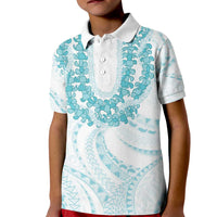 Aloha Lei Onaona Kid Polo Shirt Teal Hawaiian Tribal Pattern