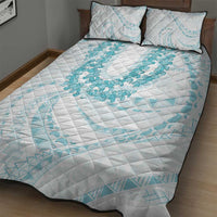 Aloha Lei Onaona Quilt Bed Set Teal Hawaiian Tribal Pattern LT9 - Polynesian Pride