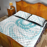 Aloha Lei Onaona Quilt Bed Set Teal Hawaiian Tribal Pattern LT9 - Polynesian Pride