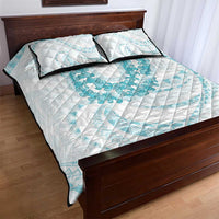 Aloha Lei Onaona Quilt Bed Set Teal Hawaiian Tribal Pattern LT9 - Polynesian Pride