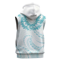 Aloha Lei Onaona Sleeveless Hoodie Teal Hawaiian Tribal Pattern - Polynesian Pride