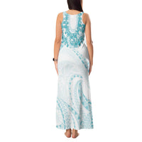 Aloha Lei Onaona Tank Maxi Dress Teal Hawaiian Tribal Pattern
