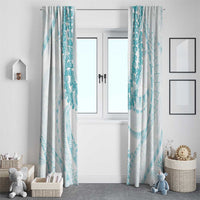 Aloha Lei Onaona Window Curtain Teal Hawaiian Tribal Pattern