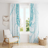 Aloha Lei Onaona Window Curtain Teal Hawaiian Tribal Pattern