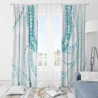 Aloha Lei Onaona Window Curtain Teal Hawaiian Tribal Pattern