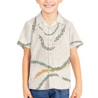 Aloha Lei Mikioi Kid Hawaiian Shirt Beige Polynesian Tribal Tatau Pattern