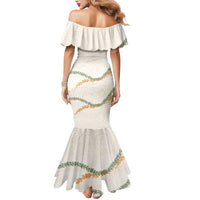 Aloha Lei Mikioi Mermaid Dress Beige Polynesian Tribal Tatau Pattern