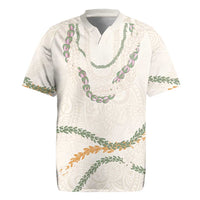 Aloha Lei Mikioi Rugby Jersey Beige Polynesian Tribal Tatau Pattern