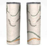Aloha Lei Mikioi Skinny Tumbler Beige Polynesian Tribal Tatau Pattern