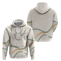 Aloha Lei Mikioi Zip Hoodie Beige Polynesian Tribal Tatau Pattern