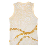 Aloha Lei Mikioi Basketball Jersey Gold Polynesian Tribal Tatau Pattern - Polynesian Pride