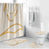 Aloha Lei Mikioi Bathroom Set Gold Polynesian Tribal Tatau Pattern LT9 Bathroom Set (4 pcs) Gold - Polynesian Pride