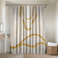 Aloha Lei Mikioi Bathroom Set Gold Polynesian Tribal Tatau Pattern LT9 Shower Curtain Only Gold - Polynesian Pride