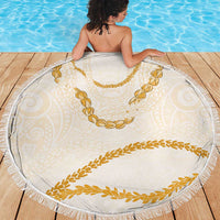 Aloha Lei Mikioi Beach Blanket Gold Polynesian Tribal Tatau Pattern