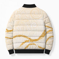 Aloha Lei Mikioi Bomber Puffer Jacket Gold Polynesian Tribal Tatau Pattern - Polynesian Pride