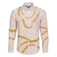 Aloha Lei Mikioi Family Matching Summer Maxi Dress and Hawaiian Shirt Gold Polynesian Tribal Tatau Pattern