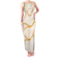 Aloha Lei Mikioi Family Matching Tank Maxi Dress and Hawaiian Shirt Gold Polynesian Tribal Tatau Pattern