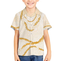 Aloha Lei Mikioi Family Matching Tank Maxi Dress and Hawaiian Shirt Gold Polynesian Tribal Tatau Pattern