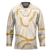 Aloha Lei Mikioi Hockey Jersey Gold Polynesian Tribal Tatau Pattern - Polynesian Pride