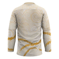 Aloha Lei Mikioi Hockey Jersey Gold Polynesian Tribal Tatau Pattern - Polynesian Pride