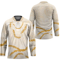 Aloha Lei Mikioi Hockey Jersey Gold Polynesian Tribal Tatau Pattern - Polynesian Pride