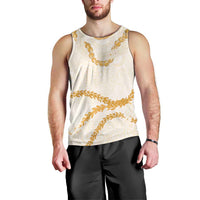 Aloha Lei Mikioi Men Tank Top Gold Polynesian Tribal Tatau Pattern