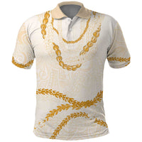 Aloha Lei Mikioi Polo Shirt Gold Polynesian Tribal Tatau Pattern LT9 Gold - Polynesian Pride