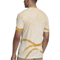 Aloha Lei Mikioi Rugby Jersey Gold Polynesian Tribal Tatau Pattern