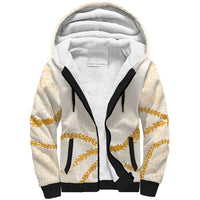 Aloha Lei Mikioi Sherpa Hoodie Gold Polynesian Tribal Tatau Pattern