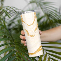 Aloha Lei Mikioi Skinny Tumbler Gold Polynesian Tribal Tatau Pattern