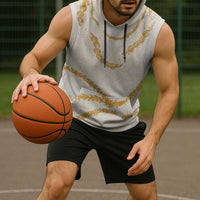 Aloha Lei Mikioi Sleeveless Hoodie Gold Polynesian Tribal Tatau Pattern - Polynesian Pride