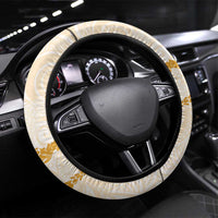 Aloha Lei Mikioi Steering Wheel Cover Gold Polynesian Tribal Tatau Pattern